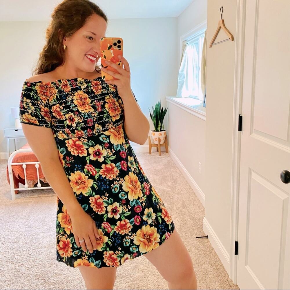 Farm Rio Anthropologie Smocked Floral Mini Dress SP